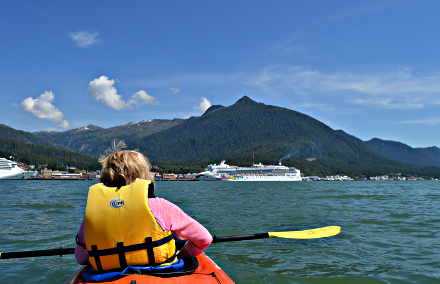 An Alaska cruise kayak excursion is a chance to see the beautiful waters around the cruise ports © 2018 Scott S. Bateman