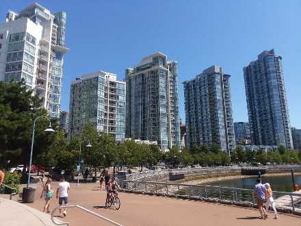 Vancouver's False Creek waterfront is a major recreational attraction.